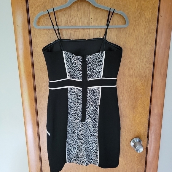 Max & Cleo Strapless Sequin Mini Dress Black and White Size 4 - Picture 2 of 5